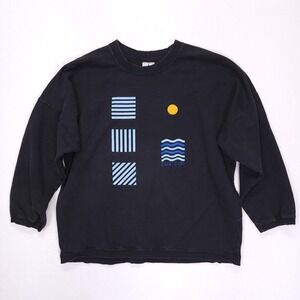 Vintage Plexis Cape Cod Graphic Sweatshirt Black Cotton Made in USA Mens XL